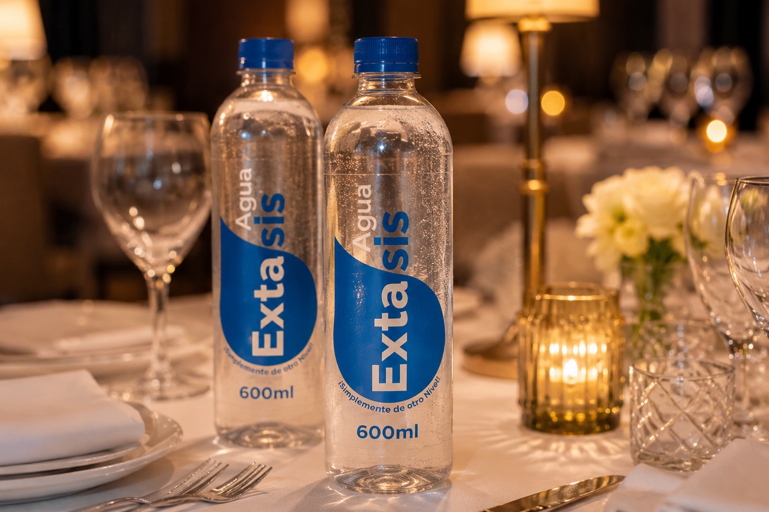 Agua Mineral Éxtasis en restaurante de lujo Maturín